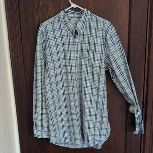 L.L Bean Blue & Green Plaid Long Sleeve Button Down Shirt Size Large Tall